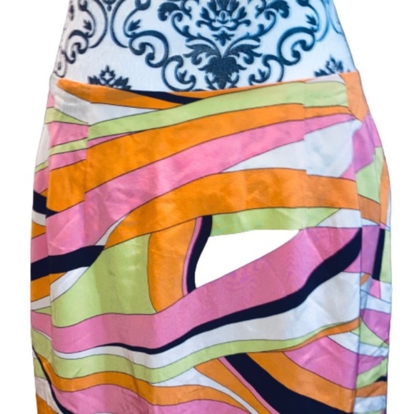 Talbots Petites 100% Silk Women 10 Vintage Abstract Ruffle Pink Slip MIDI Skirt - Picture 5 of 15